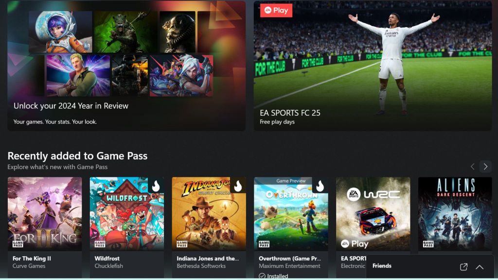 Página inicial do Xbox Game Pass para PC