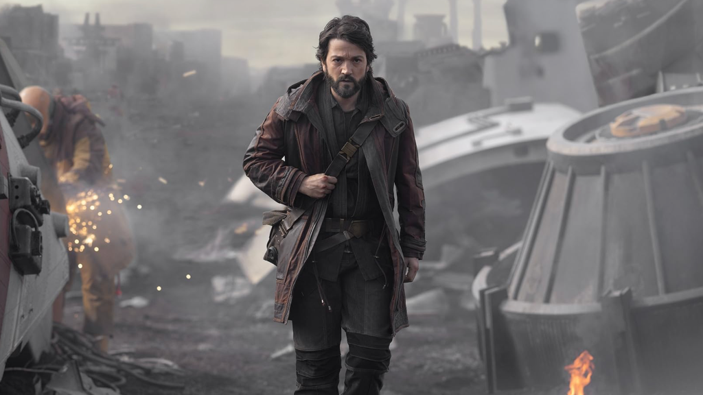 Diego Luna as Cassian Andor walking in Andor.