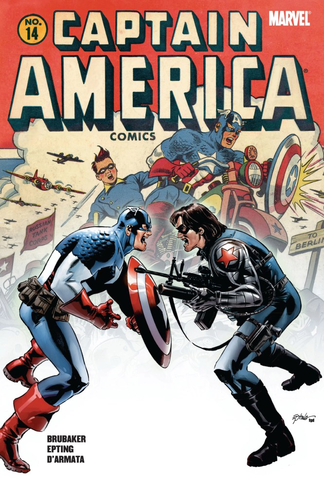 Cover of Captain America Vol 5 #14, the ending of the Winter Soldier storyline