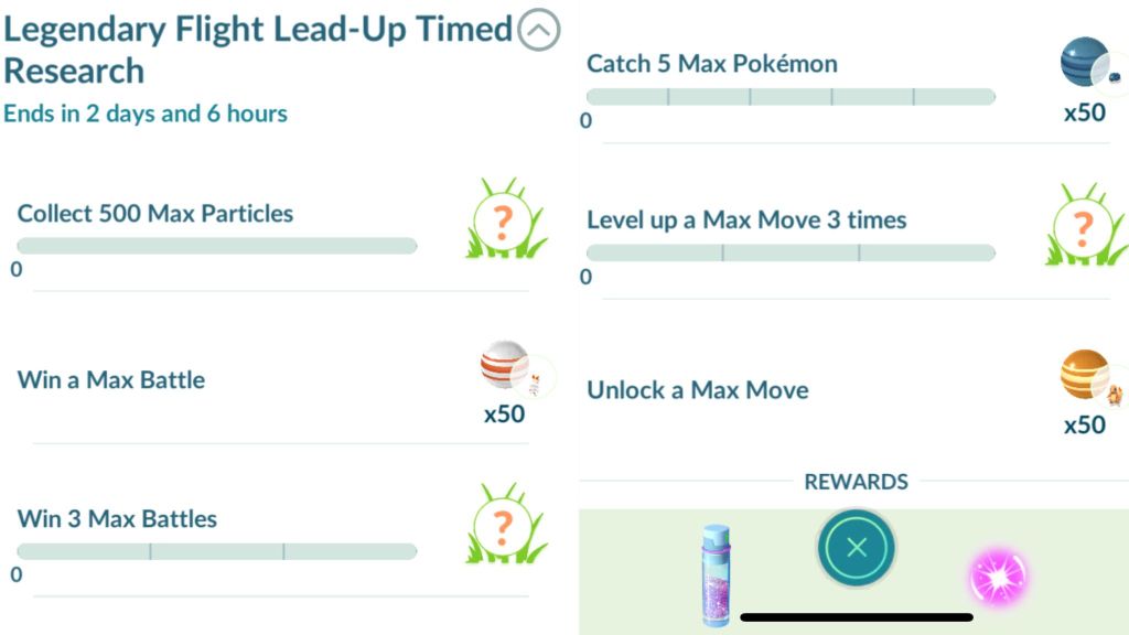 Legendary Flight Lead Up Timed Research Tasks