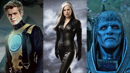 A split image of Havok from X-Men: First Class, Anna Paquin's Rogue from the original X-Men trilogy, and Apocalypse from X-Men Apocalypse