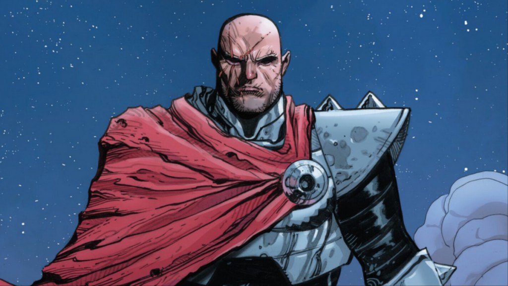 Stryfe without his helmet on in Deadpool/Wolverine #1