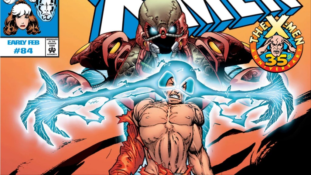 Cerebro using its energy powers on Xavier on the cover of X-Men #84 from the story The Hunt for Xavier