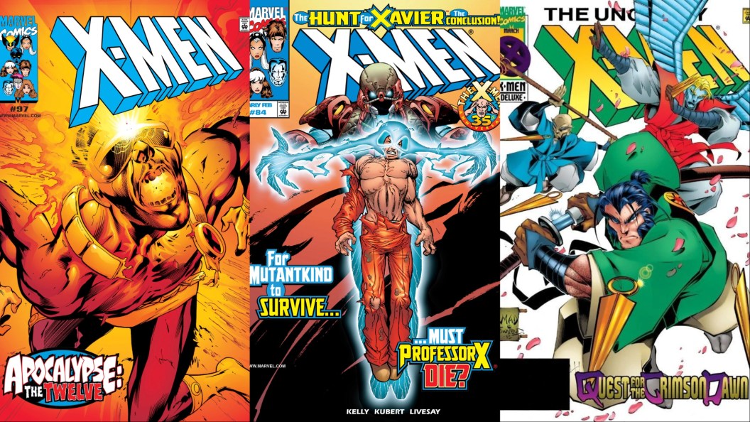 A split image of the covers to X-Men #97, X-Men #84, and Uncanny X-Men #330