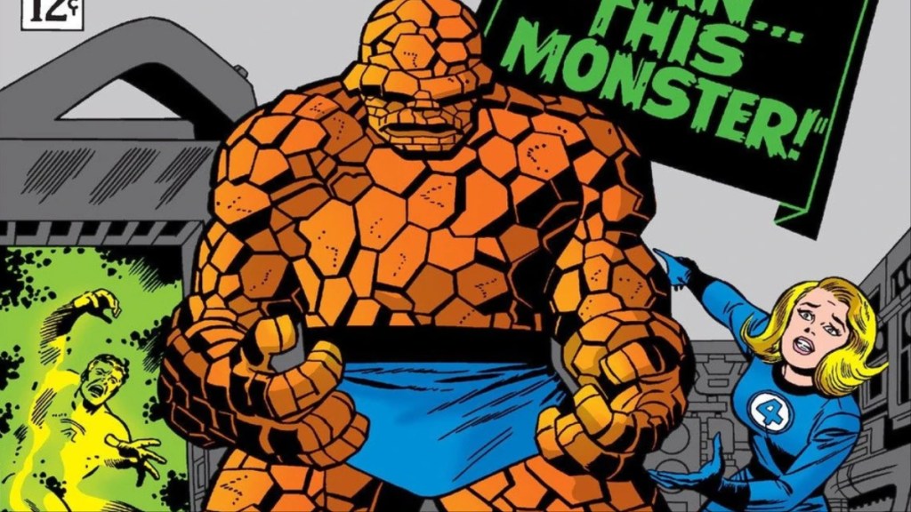 The Thing looks down at his hands while Invisible Woman tries to get him to help Mister Fantastic on the cover of Fantastic Four (Vol. 1) #51