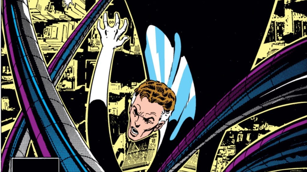 Reed Ricahrds being pulled bu Doctor Octopus's arms from the cover of Fantastic Four (Vol. 1) #268