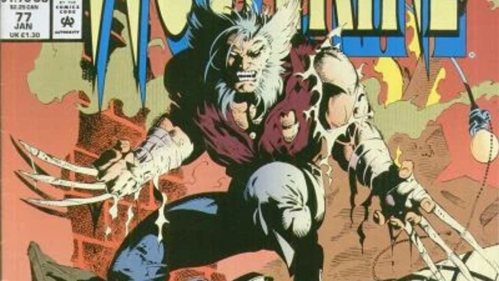 Wolverine standing with his bone claws out