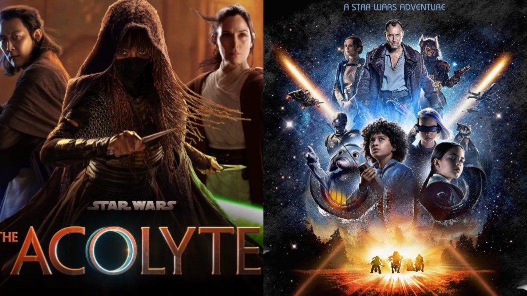 A split image of Star Wars The Acolyte and Star Wars Skeleton Crew