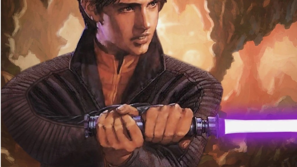 Anakin Solo holding his lightsaber