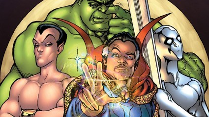Hulk, Namor, Doctor Strange, and Silver Surfer gather together as the Defenders
