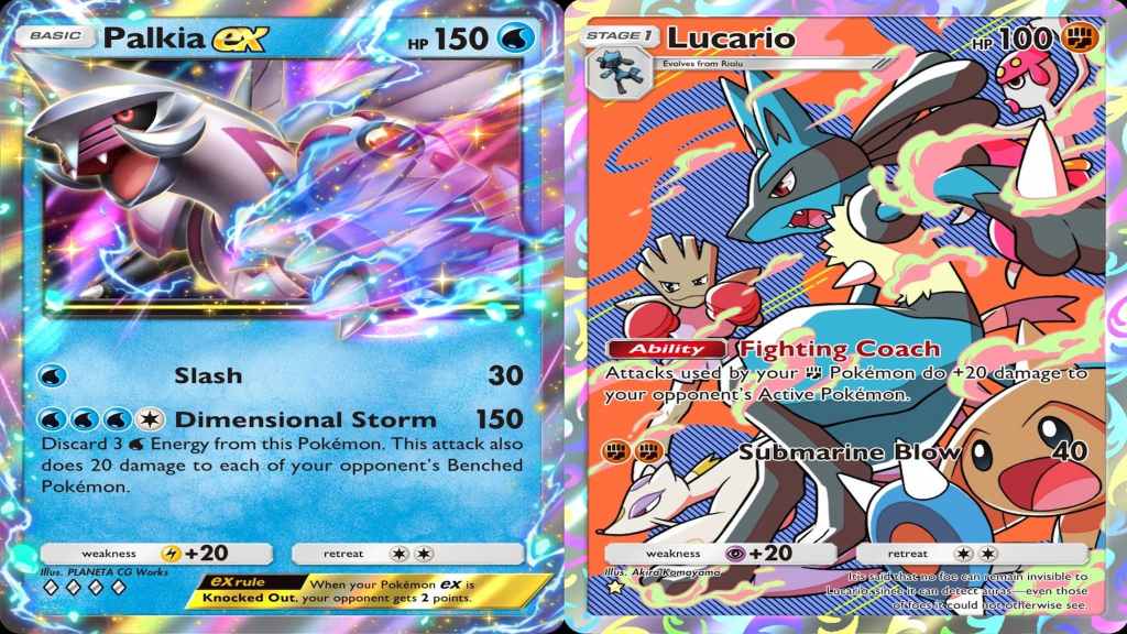 Pokemon TCG Pocket Palkia ex and Lucario