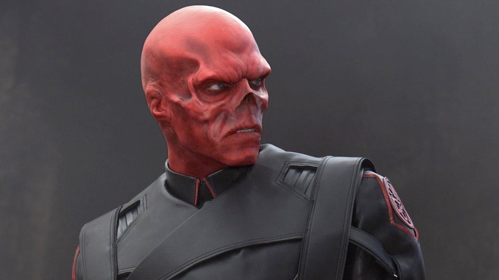 Hugo Weaving as Red Skull wearing black uniform