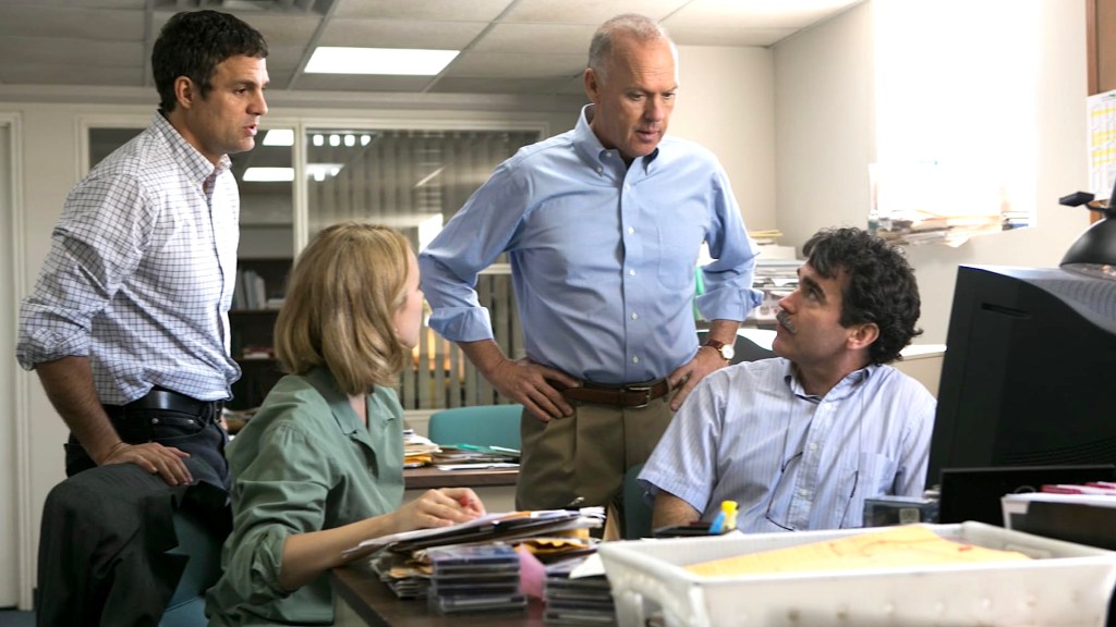 Mark Ruffalo, Rachel McAdams, Michael Keaton y Brian de Arcy James en Spotlight