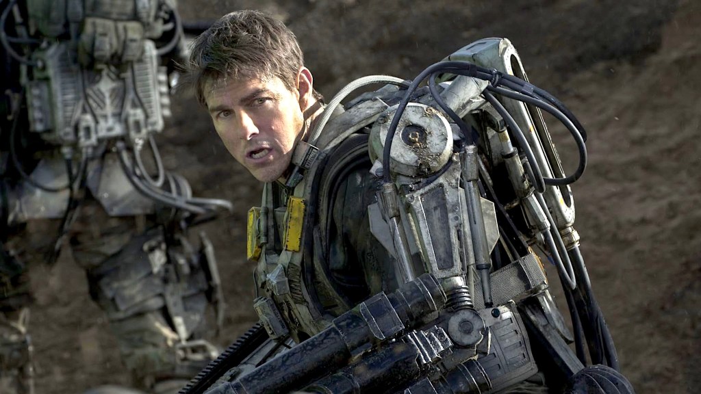 Tom Cruise wearing mech suit in Edge of Tomorrow