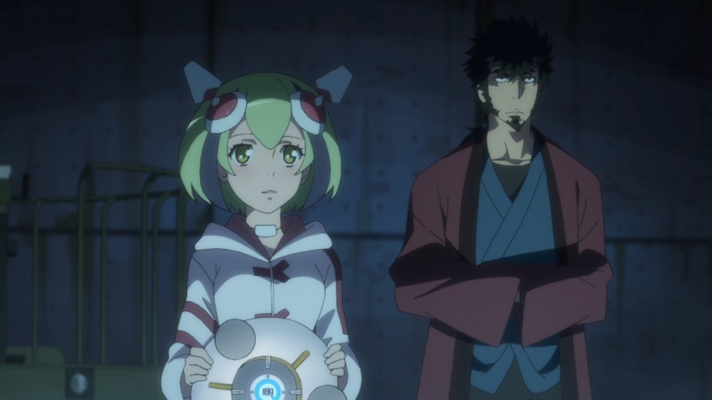 Dimension W Kyouma and Mira cyberpunk anime