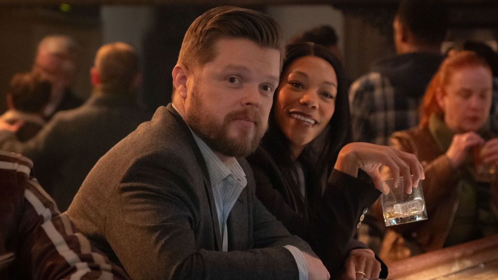 Elden Henson as Foggy and Nikki M. James as Kirsten McDuffie in Daredevil Born Again Season 1 Episode 1