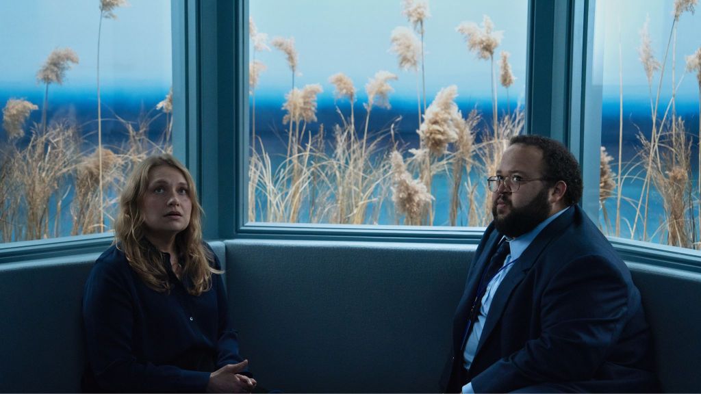 Merritt Wever and Zach Cherry in Severance