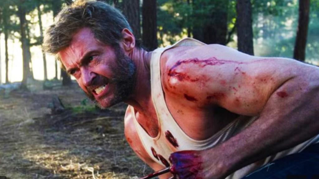 A beaten Logan in the final scene of Logan