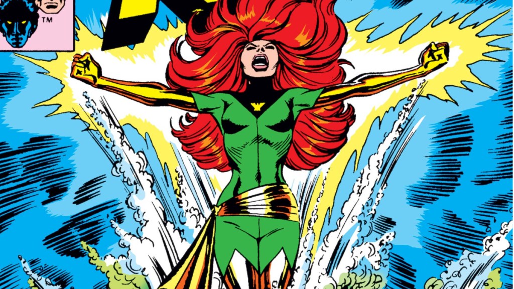 Jean Grey rising from the water as the Phoenix