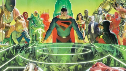 An image of the heroes of the DC Universe from Kingdom Come