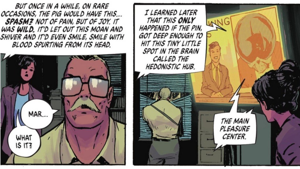 Jim Gordon and his assistant Mar listen to Black Mask tell a story from Absolute Batman #5