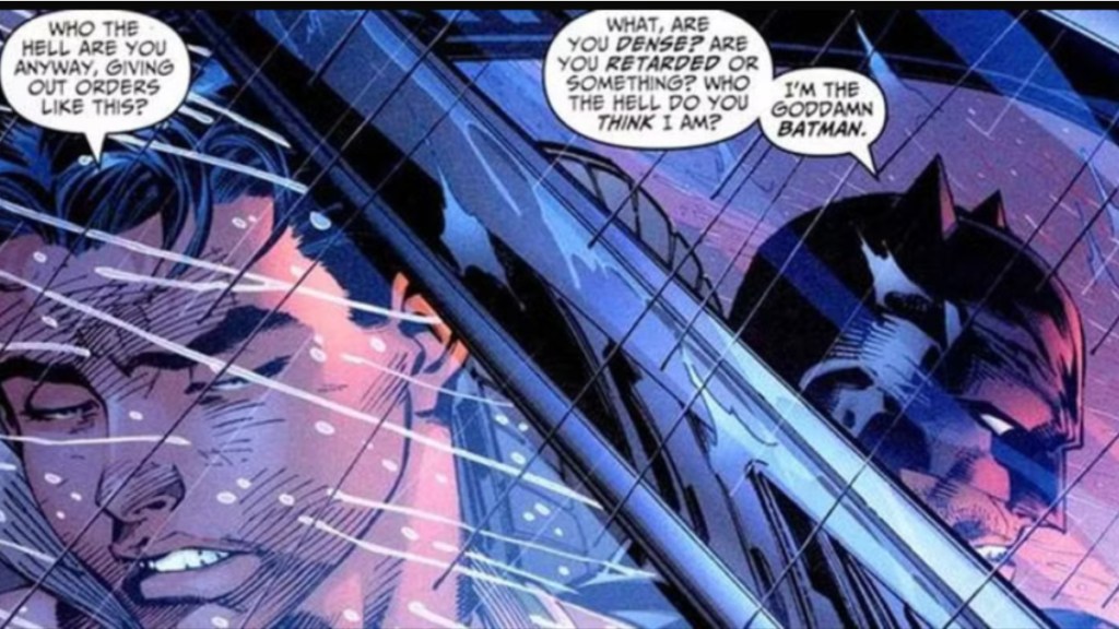 Batman and Dick Grayson have a lively conversation from All-Star Batman and Robin, the Boy Wonder