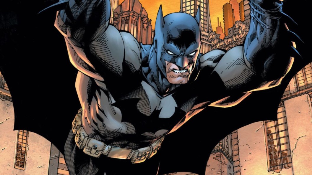 Batman jumping through the air