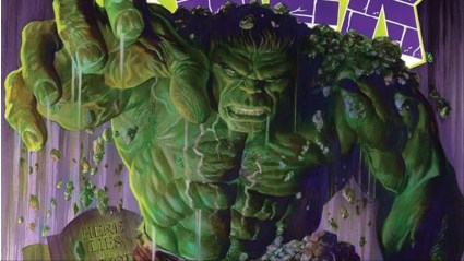 The Hulk rising from the grave from the cover of The Immortal Hulk #1