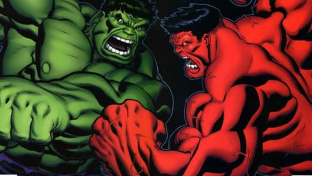 Hulk and Red Hulk fighting it out