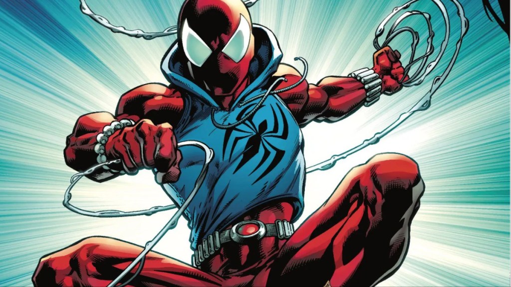 Scarlet Spider se balançant dans l'action