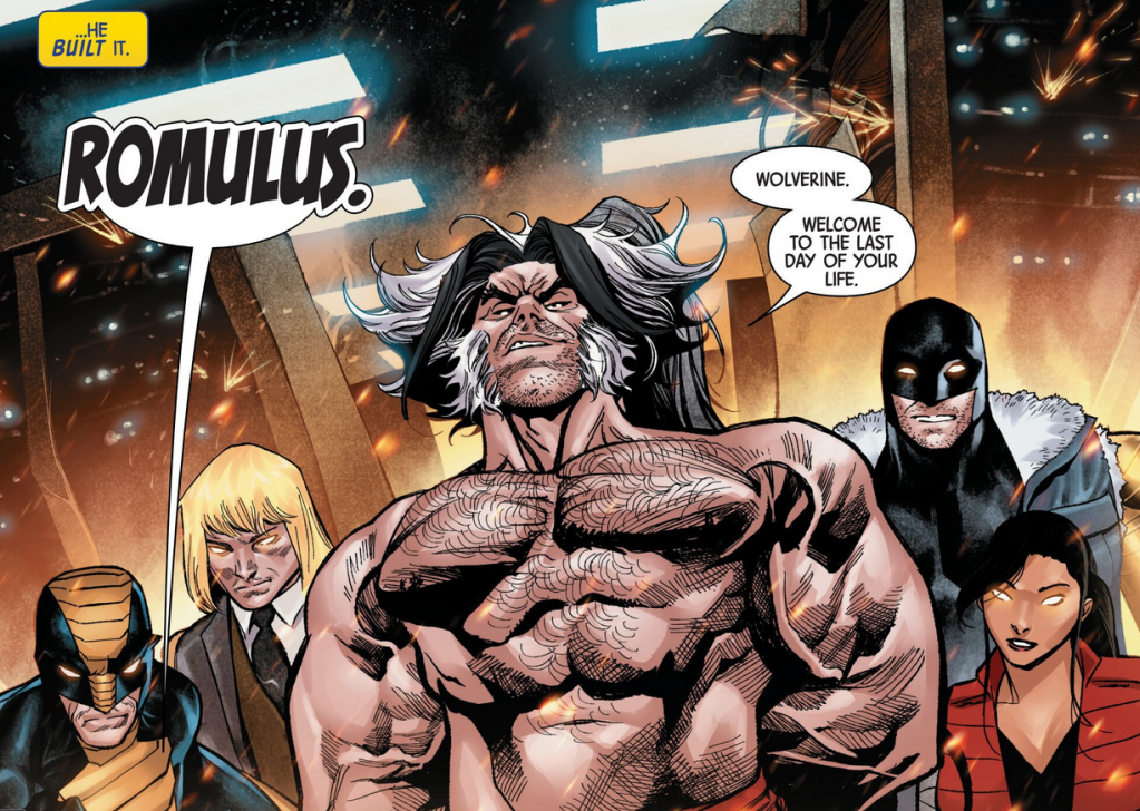 Romulus con Constrictor, Donald Pierce, Cyber ​​y Lady Deathstroke de Wolverine # 6