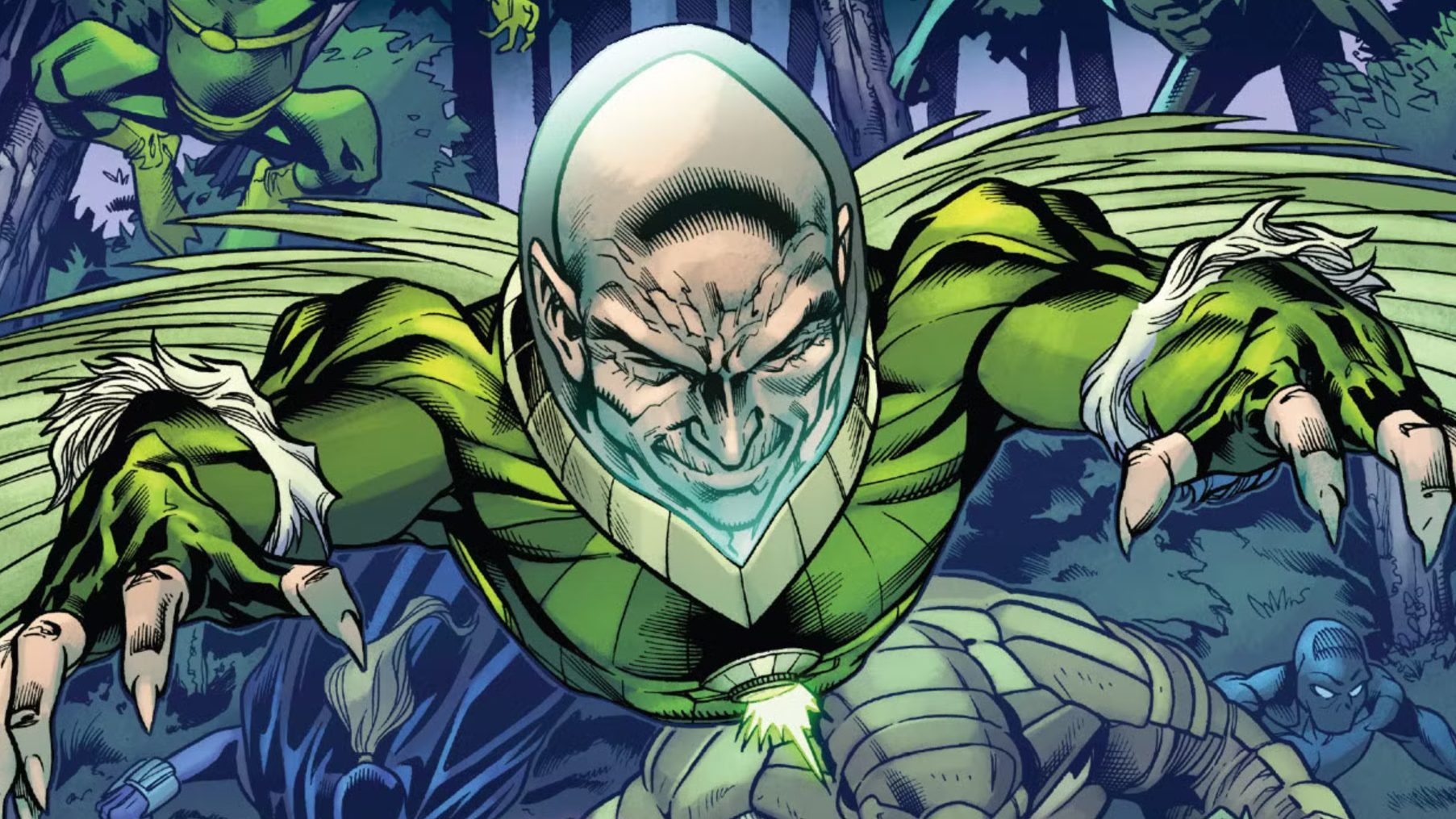 The Vulture flies through the air in the comics.