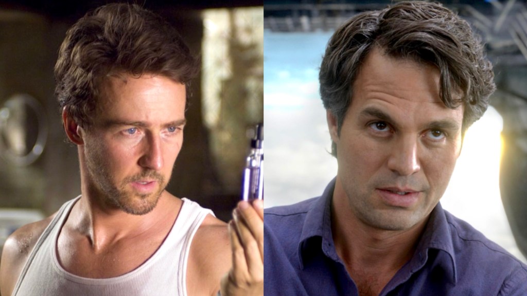 Edward Norton and Mark Ruffalo as Bruce Banner