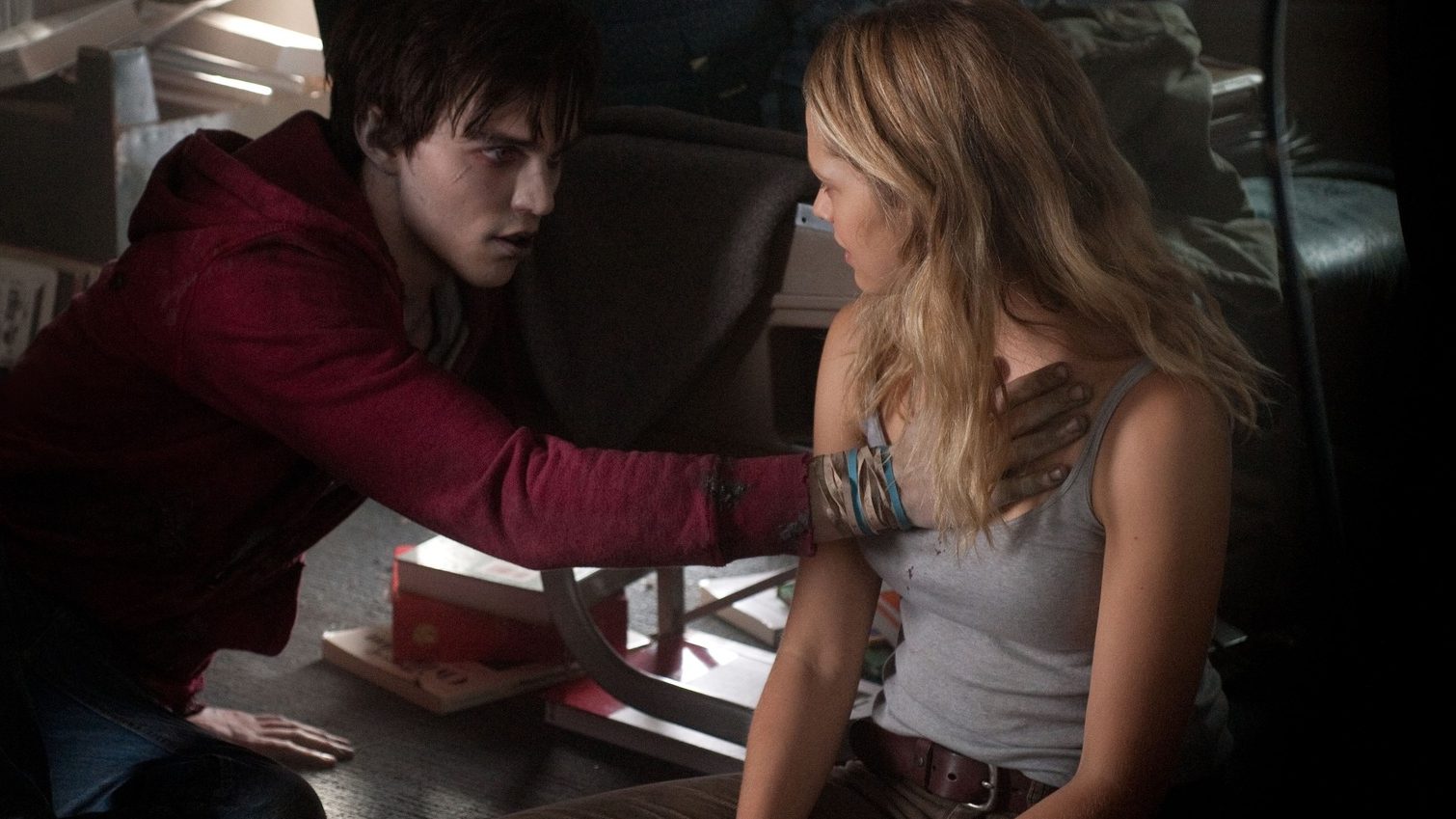 A touching embrace in Warm Bodies.