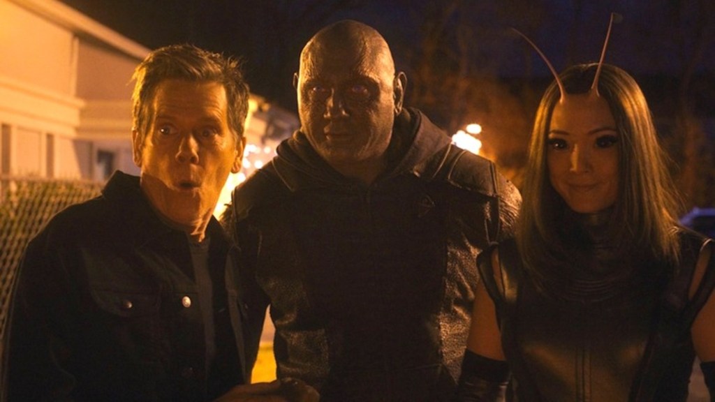 Kevin Bacon with Drax and Mantis