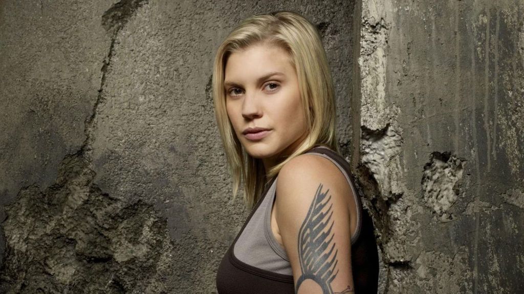 Katee Sackhoff as Kara Starbuck Thrace in Battlestar Galactica