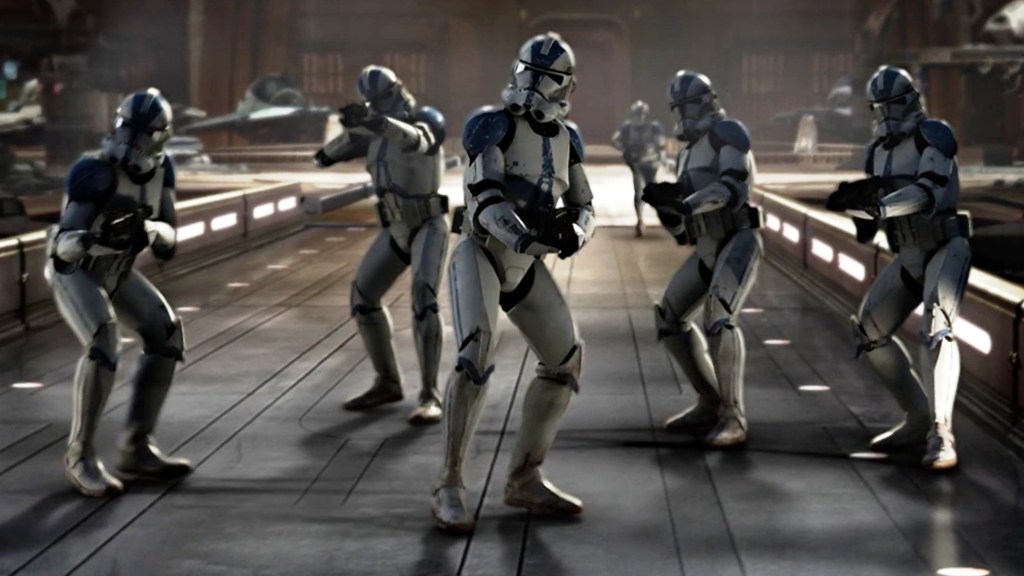 Members of the 501st Clonetrooper legion from Star Wars: Episode III: Revenge of the Sith