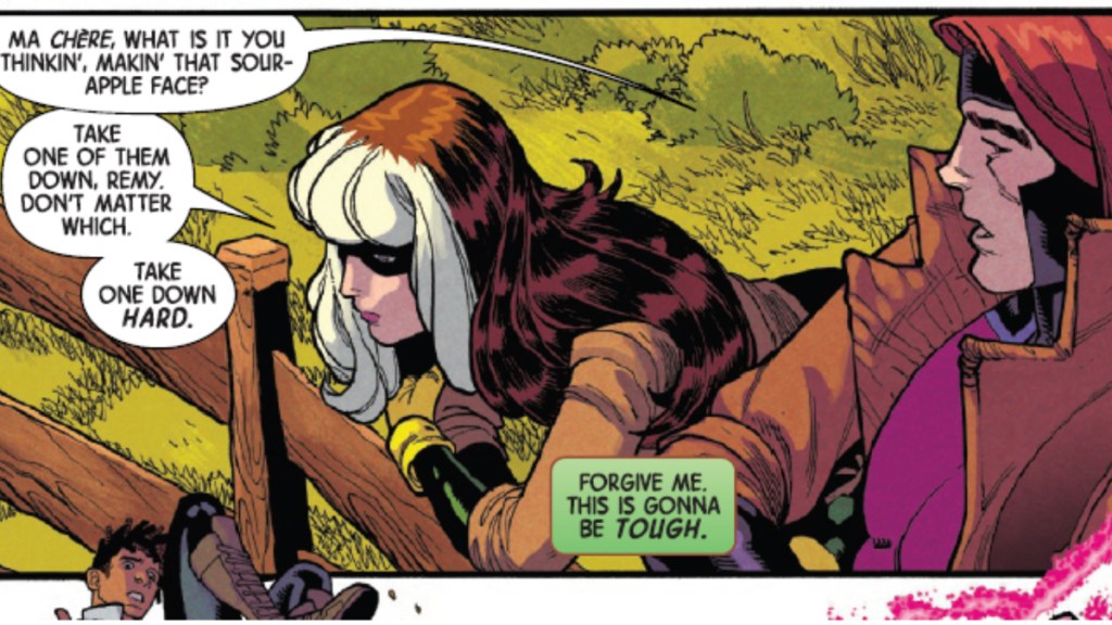 Rogue tells Gambit to hurt one of the Outliers in Uncanny X-Men #11