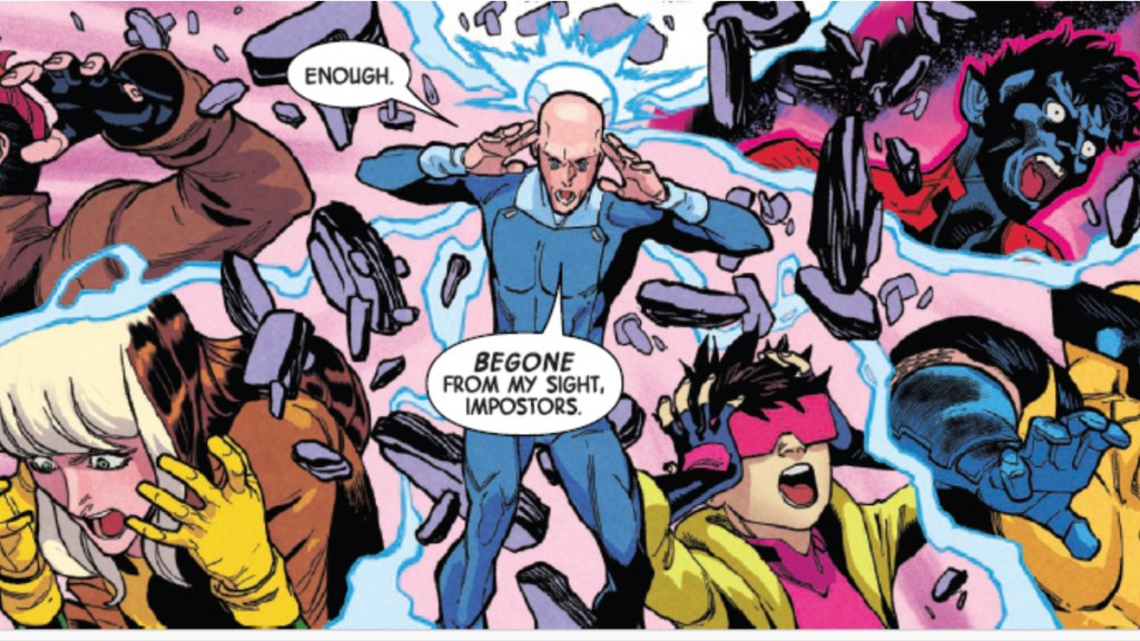 Xavier blasting the X-Men in Uncanny X-Men #11