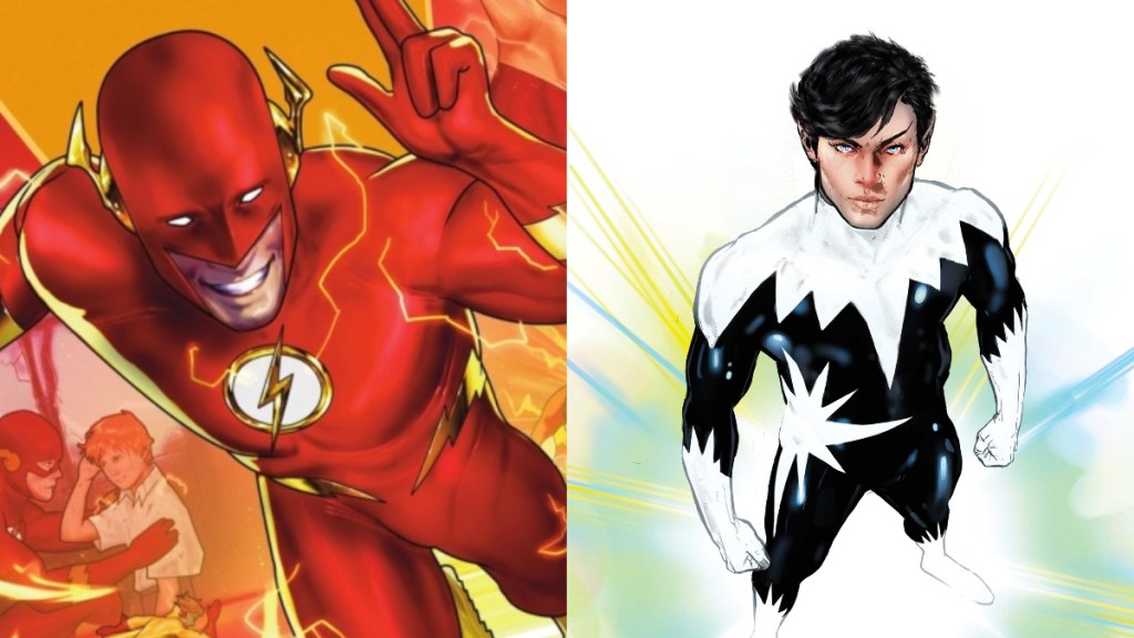 A split image of the Flash and Northstar