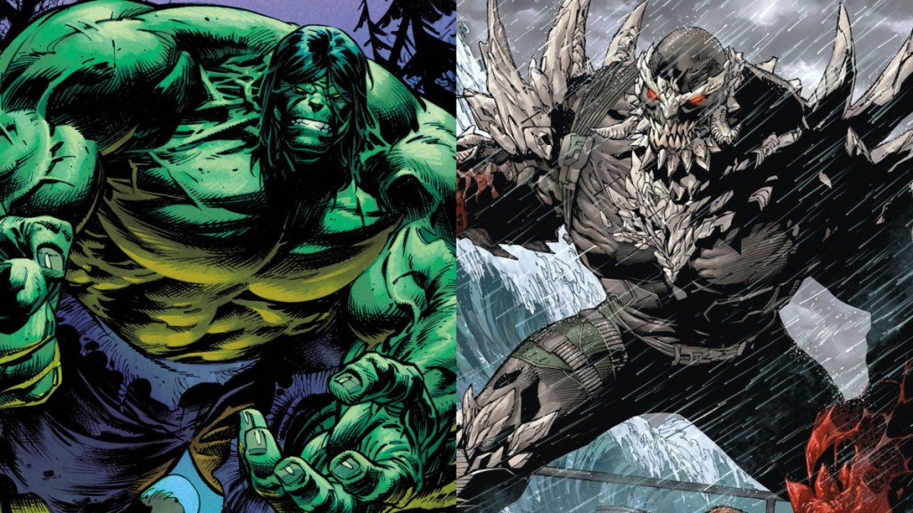 A split image of Hulk and Doomsday