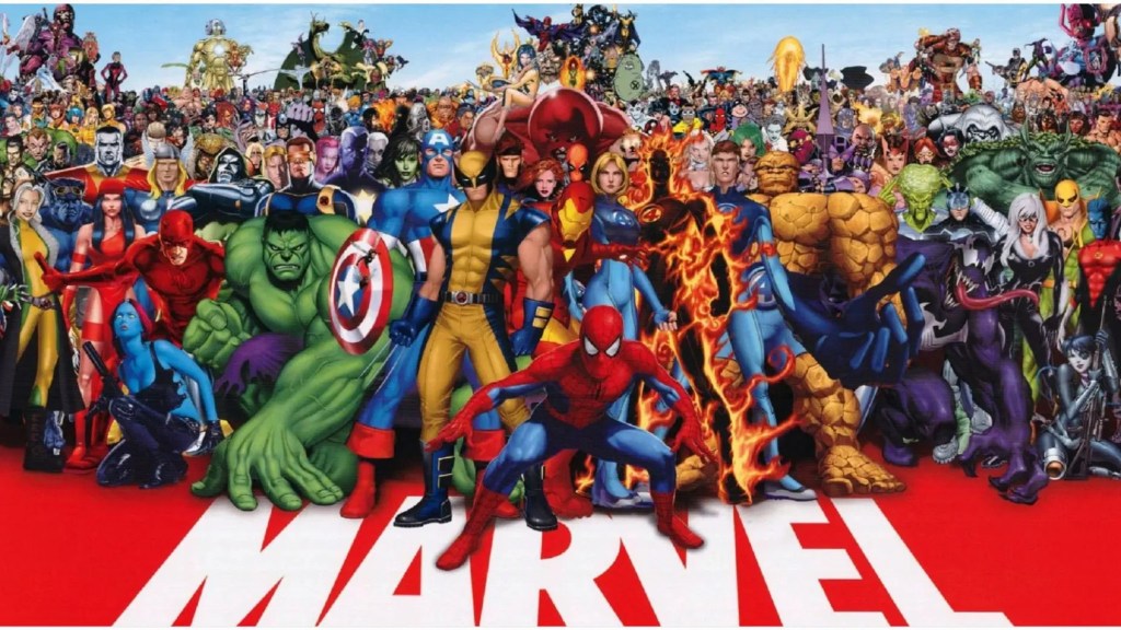 The assembled heroes of the Marvel Universe