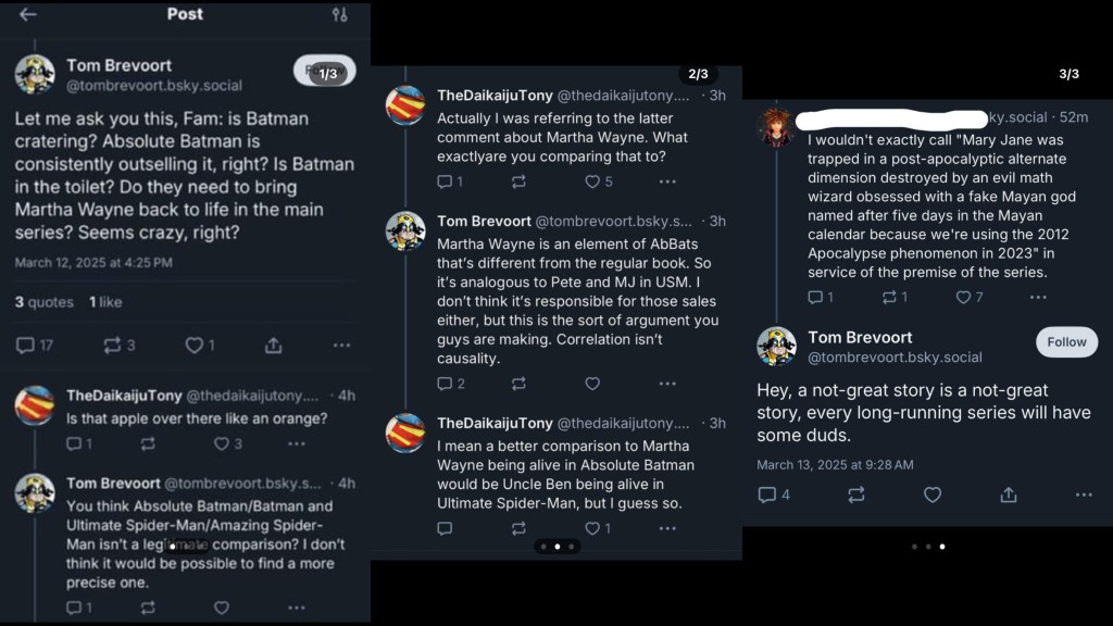 Three of Tom Brevoorts tweets from BlueSky