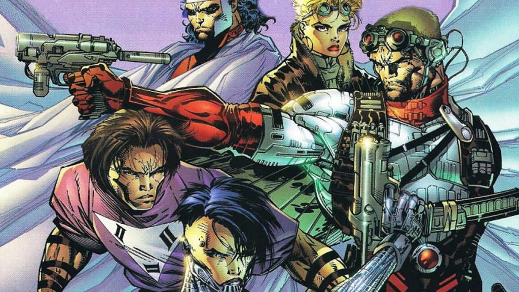 Mister Majestic, Savant, TAO, Ladytron, and Grifter II from Alan Moore's WildCats #21