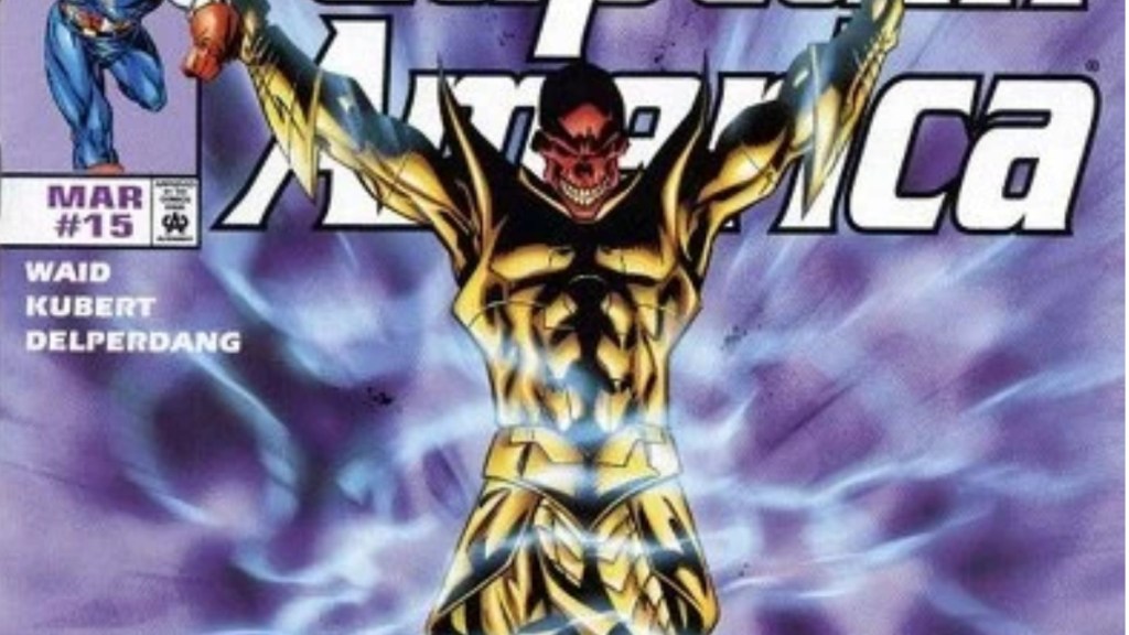 Red Skull in his gold armor surrounded by energy