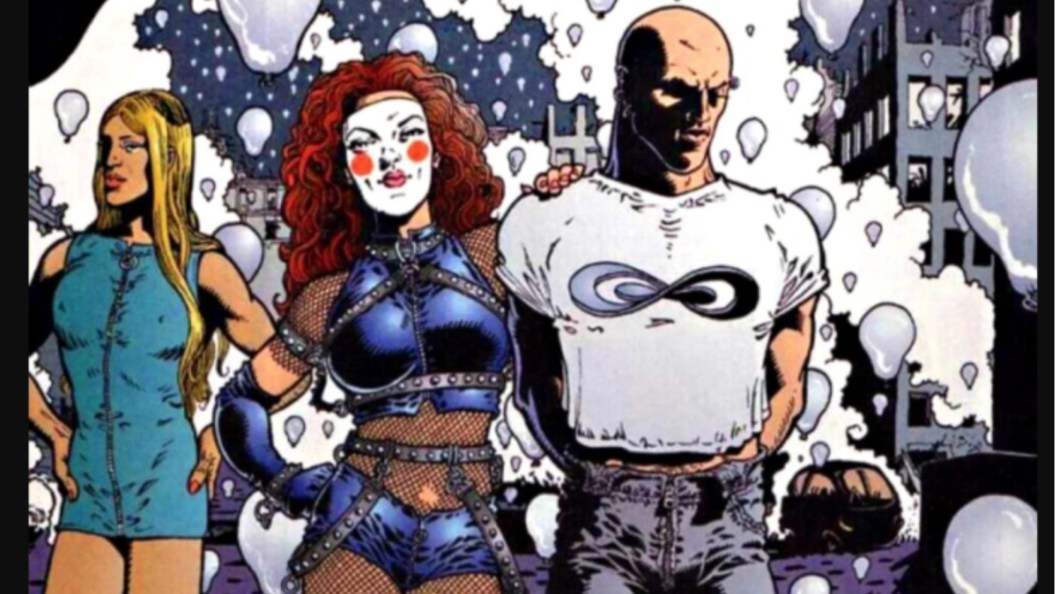 Lord Fanny, Ragged Robin, and King Mob from The Invisibles "Glitterdammerung"