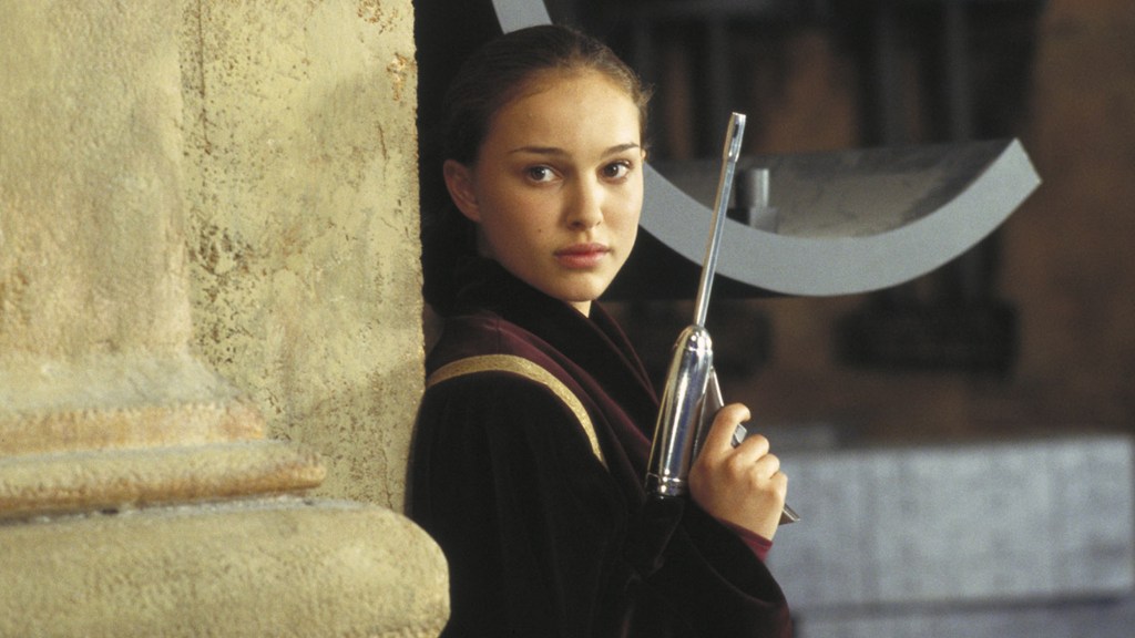 Padme Amidala with her blaster