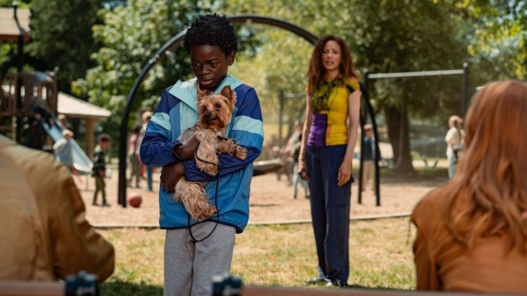 Tawny Cypress as Taissa and Aiden Stoxx as Sammy in Yellowjackets episode 5 season 5