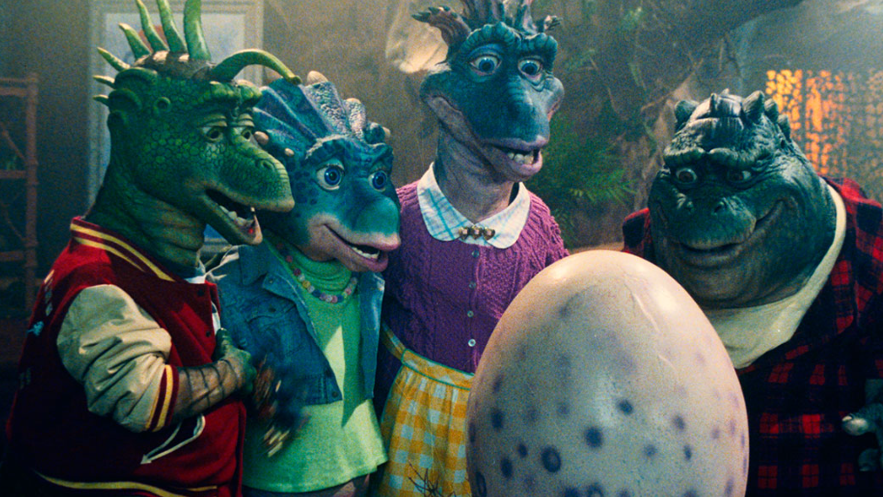 The Sinclair family gather around an egg