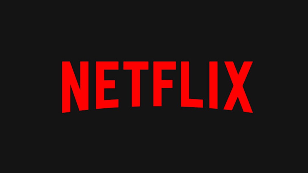 Netflix logo in red with black background